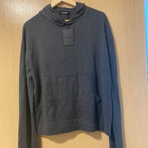 NWT Naadam Silk/ Cashmere Dark Grey Hoodie- Lightweight